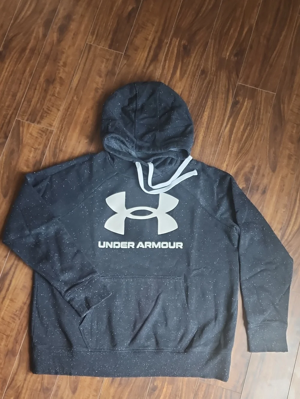 Under Armour Men's Black Speckle Pullover Hoodie with White Logo